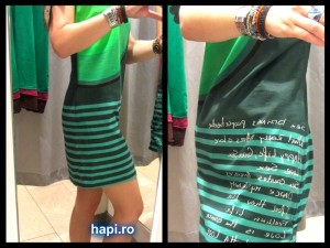 detalii rochie verde desigual 